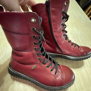 Rieker Red Lace-Up Boots